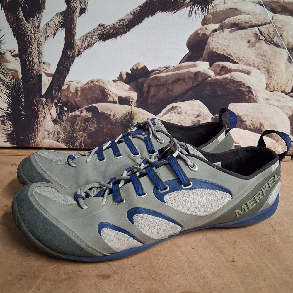 Merrell Barefoot Trail Glove Mens Size 13 Grey Blue Minimalist Running Shoes